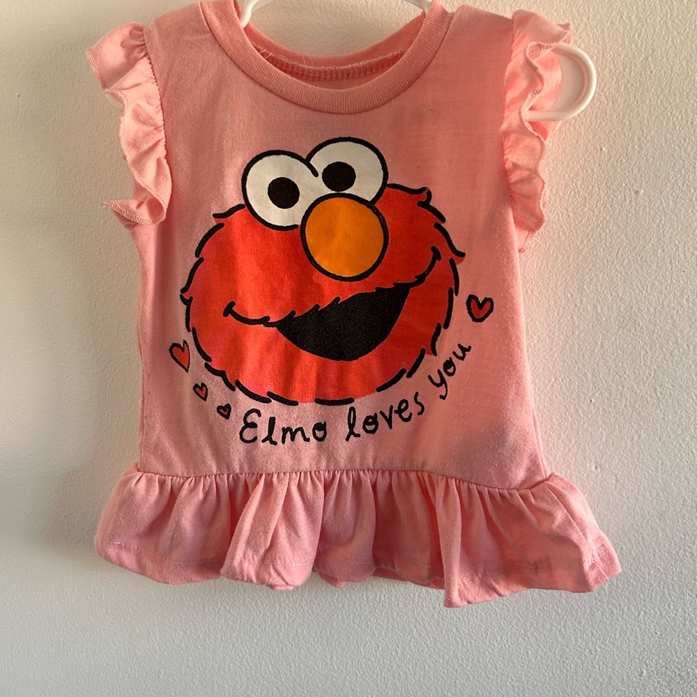 Sesame Street Pink Elmo 'Elmo Loves You' Ruffle Dress Top